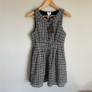 NWT Le Lis 100% Cotton Button Front Plaid Mini Dress